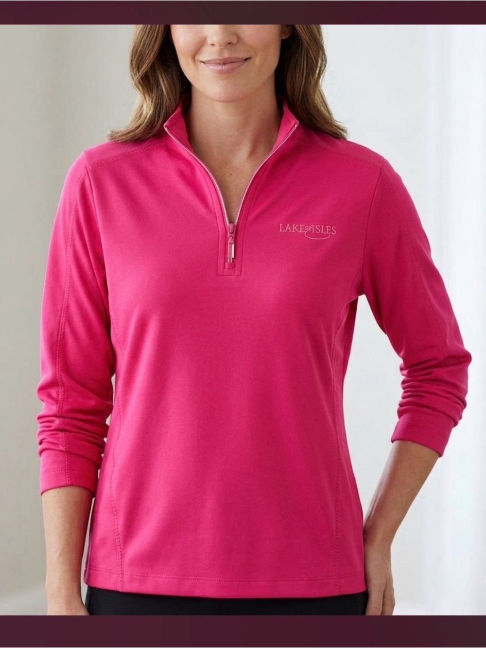 Greg Norman PLAY DRY Women's 1/4 Zip Pullover M Hot Pink Magenta Preppy Golfcore
